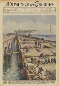 Arbejdet er i gang omkring den nye store bro over lagunen, der ved siden af ​​den gamle viadukt?